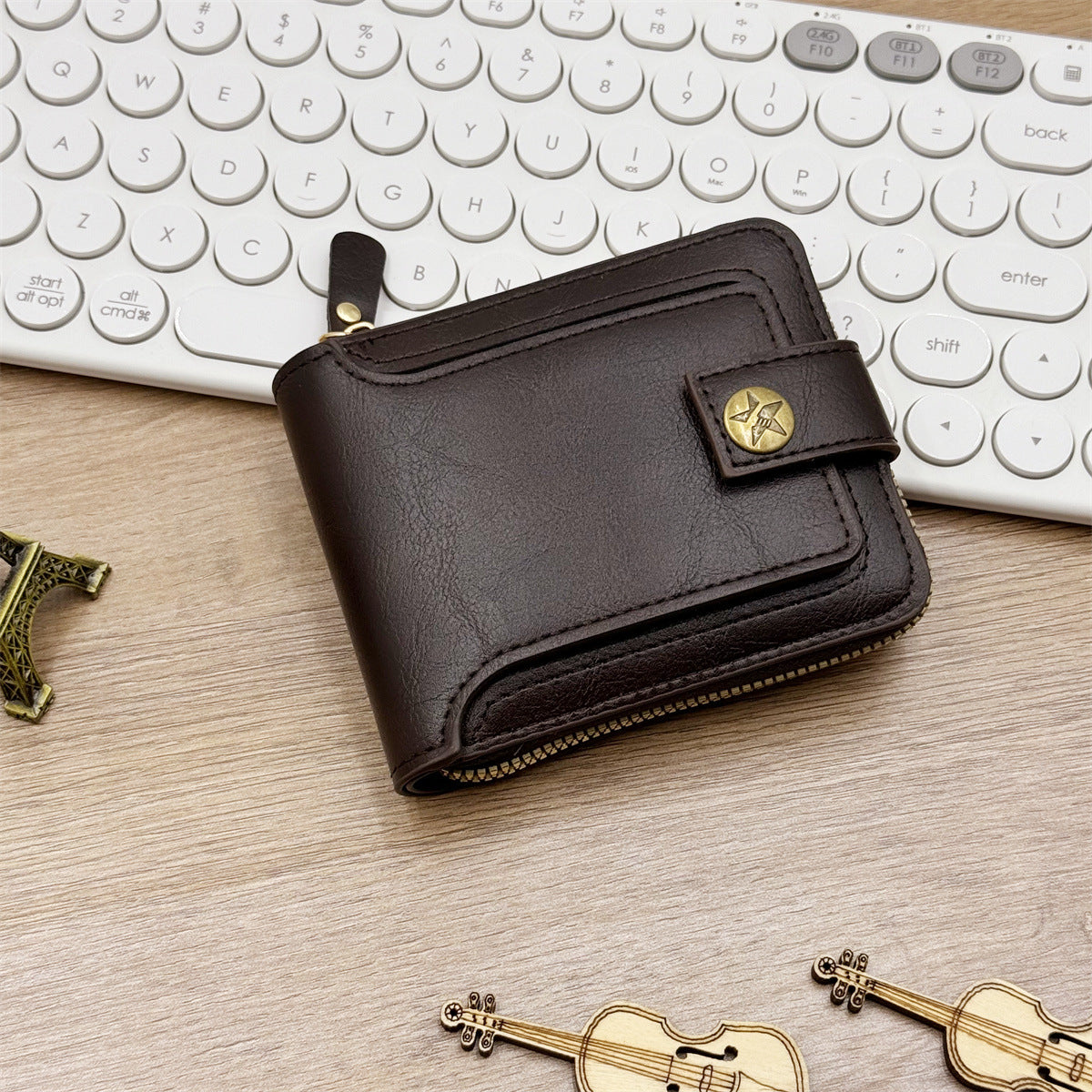 Retro Mens Short Zipper Wallet