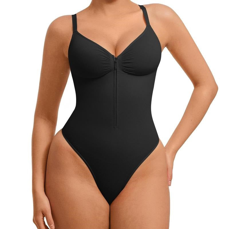 V-Neck Zip Front Bodysuit