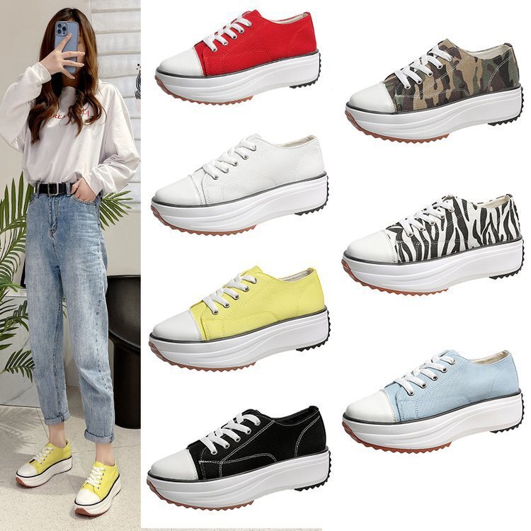 Women Low-Top Canvas Platform Shoes
