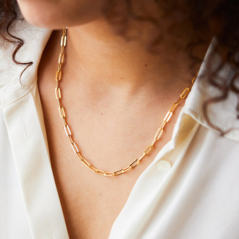 Stainless Steel Paperclip Chain Necklace