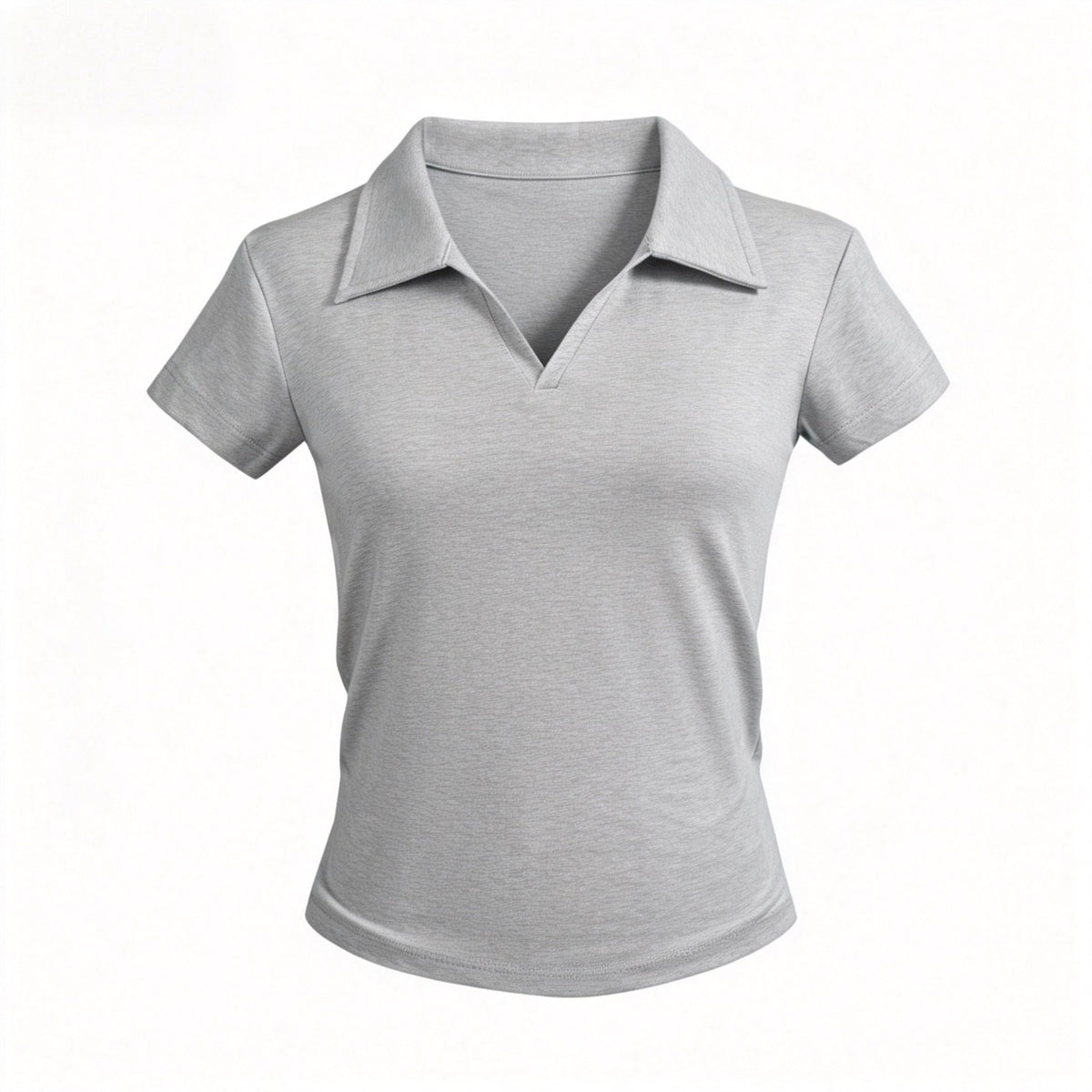 Small V-Neck,Short Fit, Waist-Cinching, Slim Fit Short-sleeve T-shirt