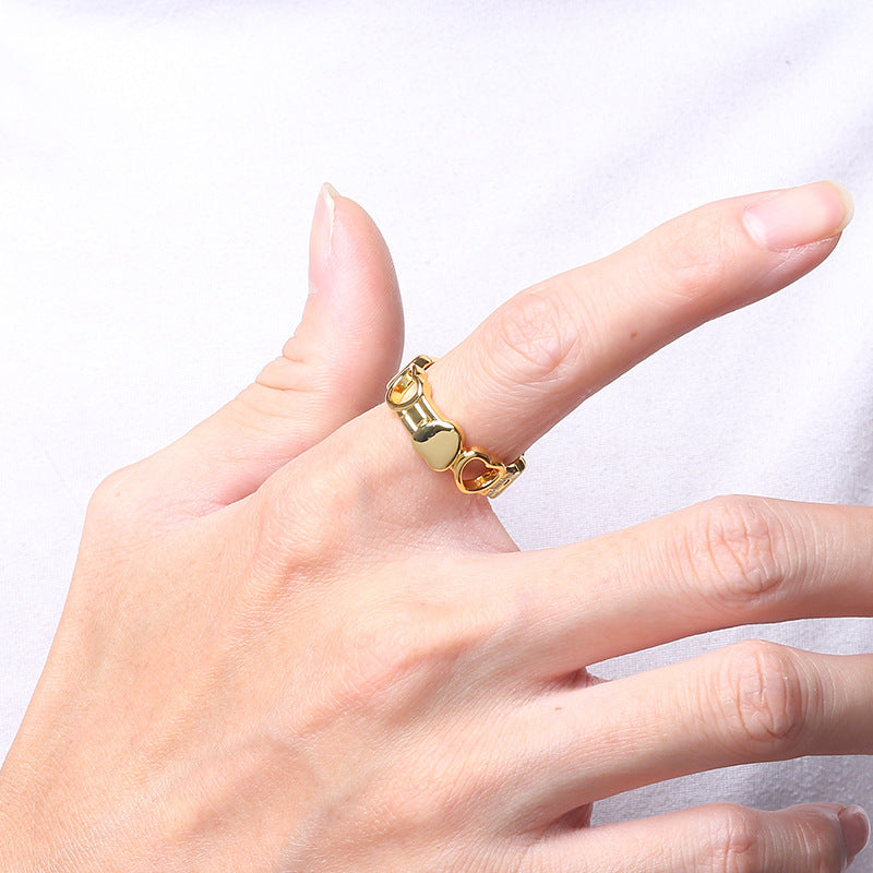 Retro Heart-Shaped Adjustable Unisex Ring