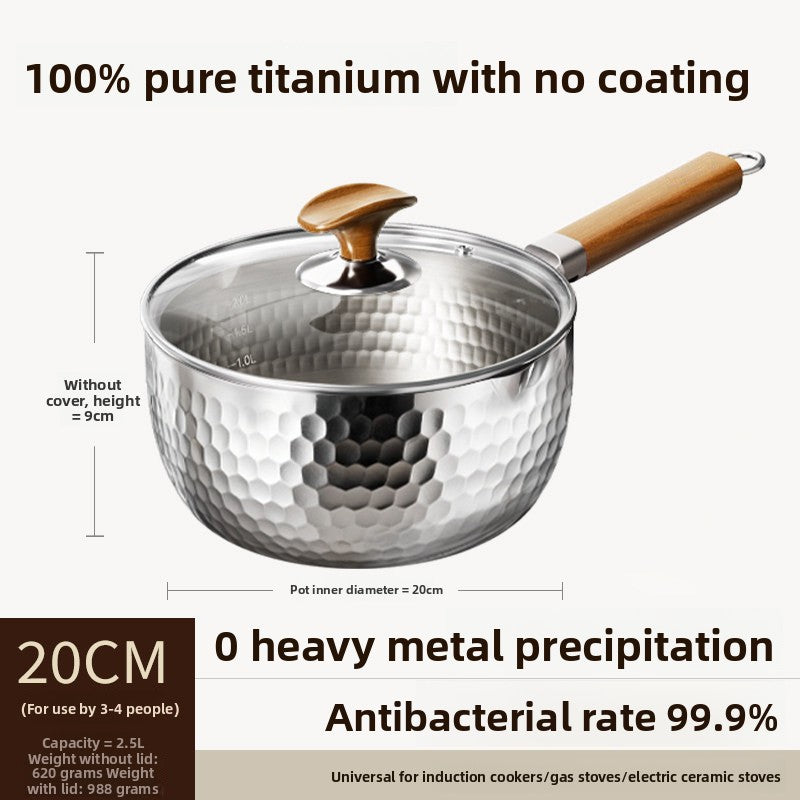 Pure Titanium Hammered Texture Cooking Pot with Steamer