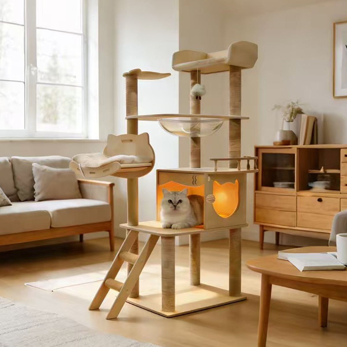 Multi-functional Cat Tree with Scratching Post and Bed