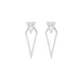 Double Triangle Stainless Steel Earrings with White Diamond