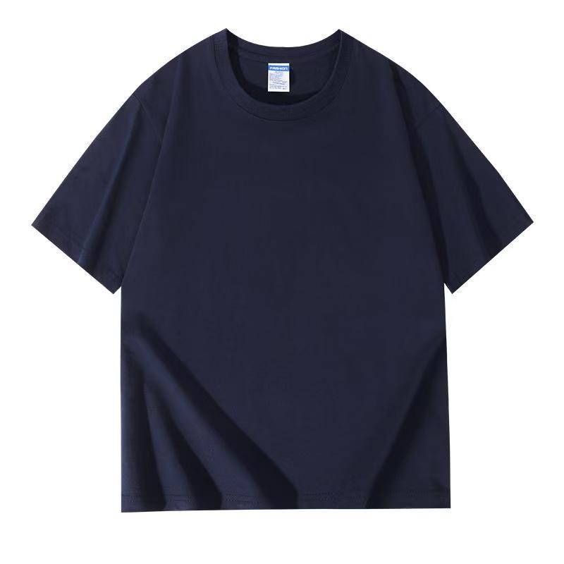 Men's and women's loose-sleeved round-neck pure cotton short-sleeved T-shirts
