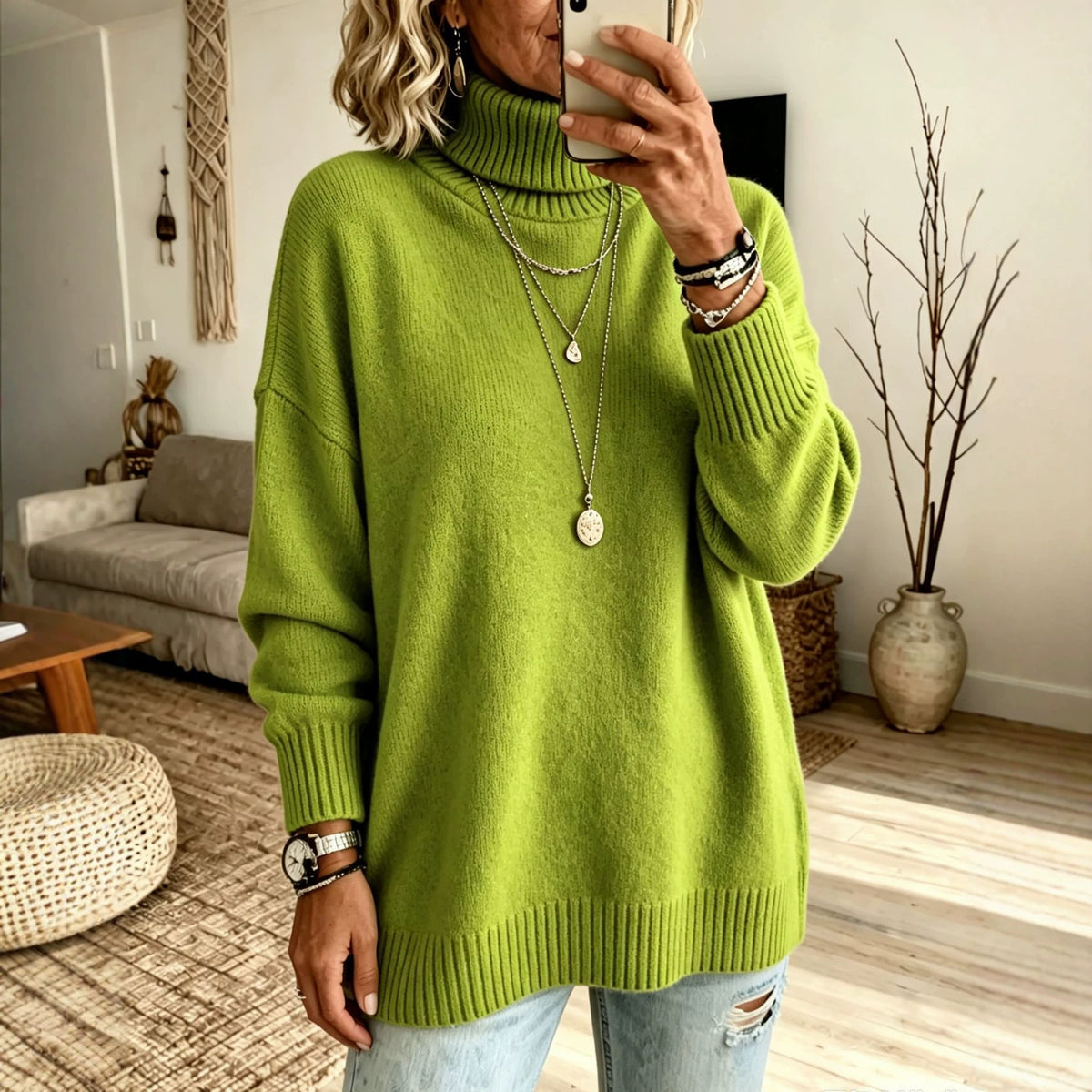 Women's High-Neck Knit Sweater