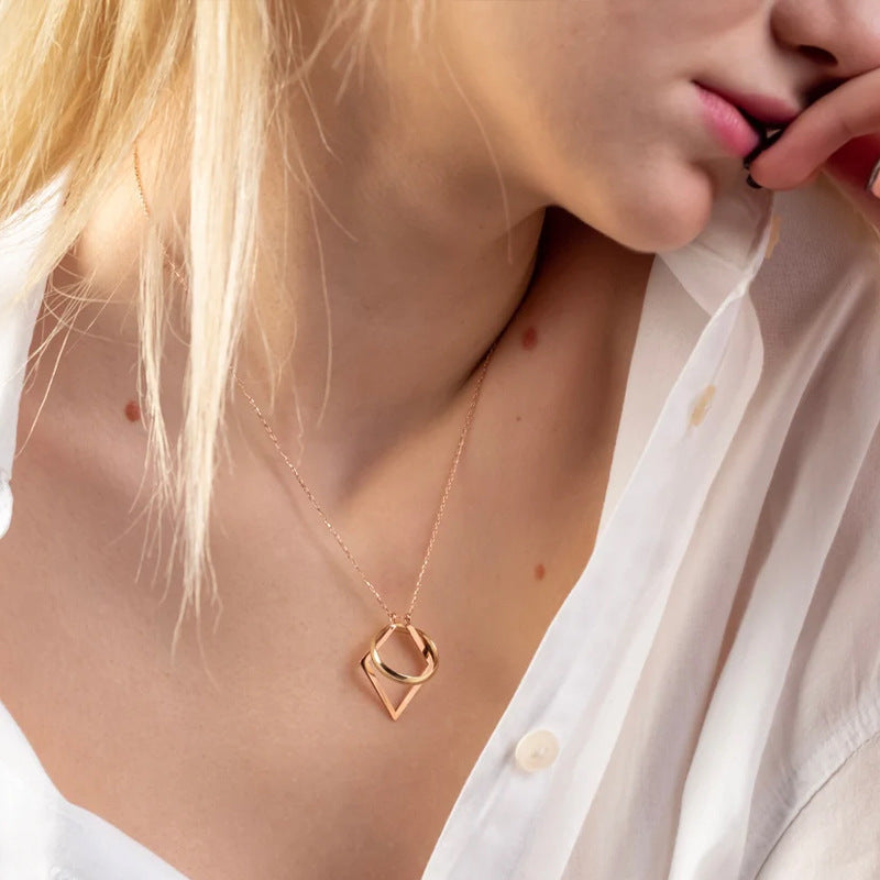 Geometric Ring Holder Necklace Titanium Steel Gold Plated