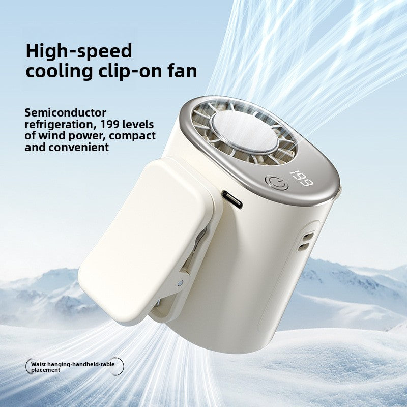2026 New Model Cooling Ice Pack Waist Fan Semiconductor Portable Umbrella Clip Cooling Gadget USB Strong Wind Power