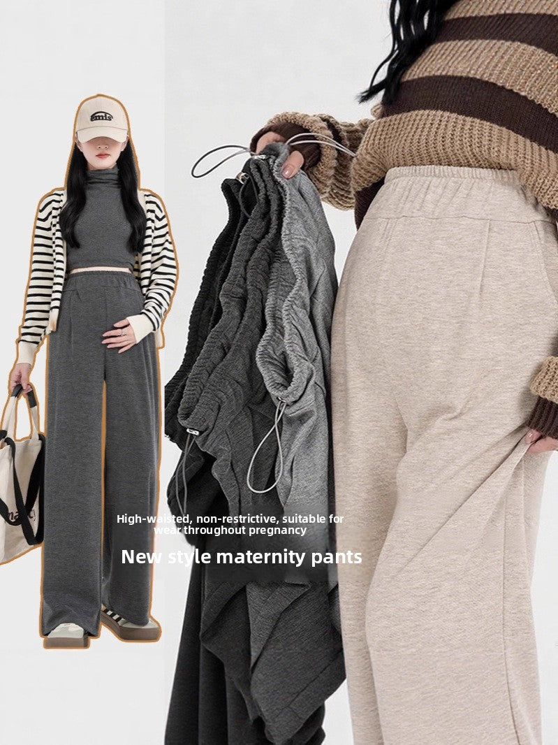 Maternity Wide-Leg Fleece-Lined Warm Leggings
