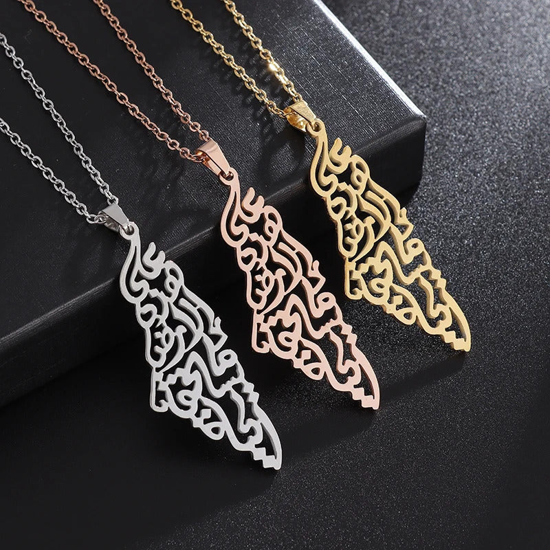 Geometric Map Pendant Necklace Unisex Jewelry