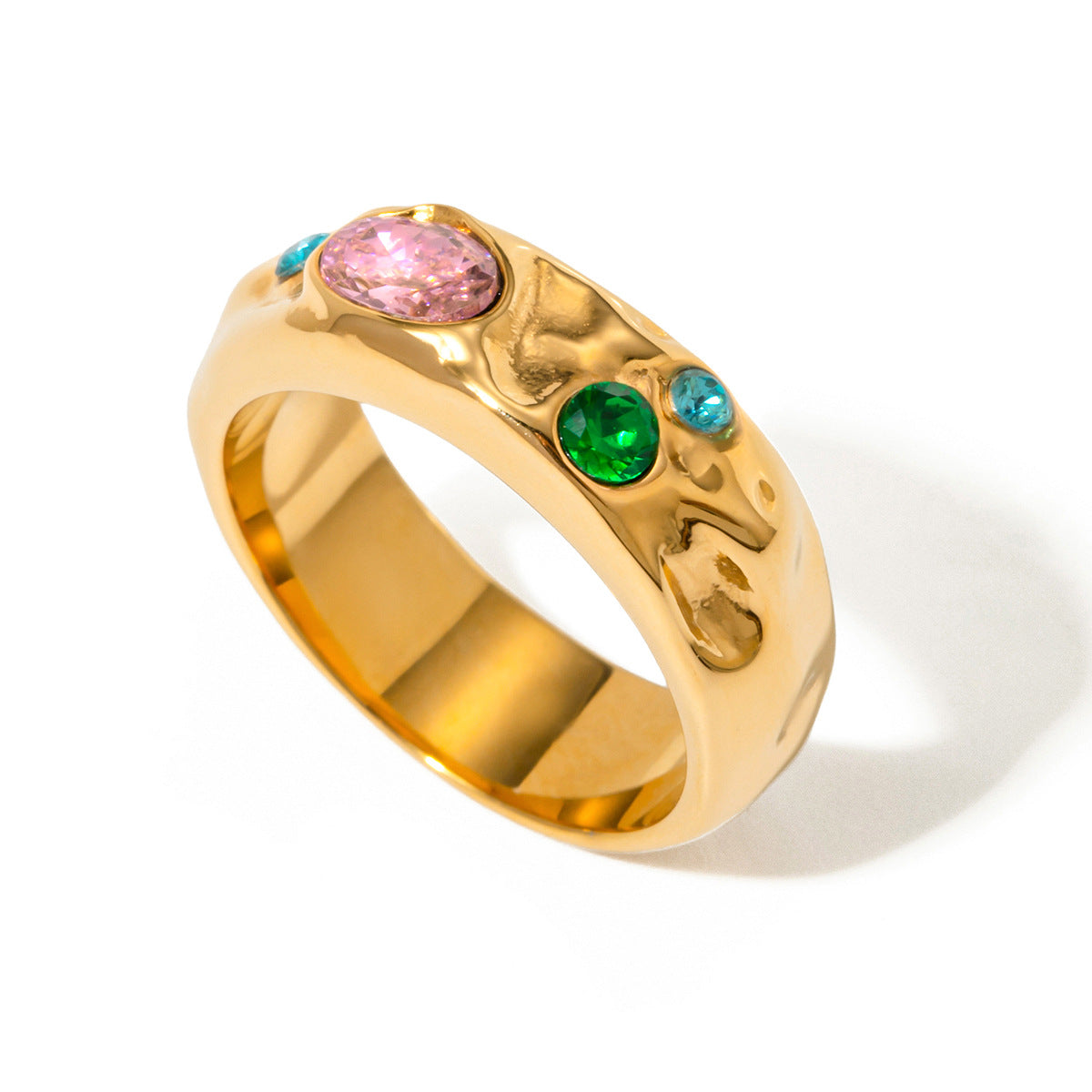 Gold Plated Zircon Geometric Ring