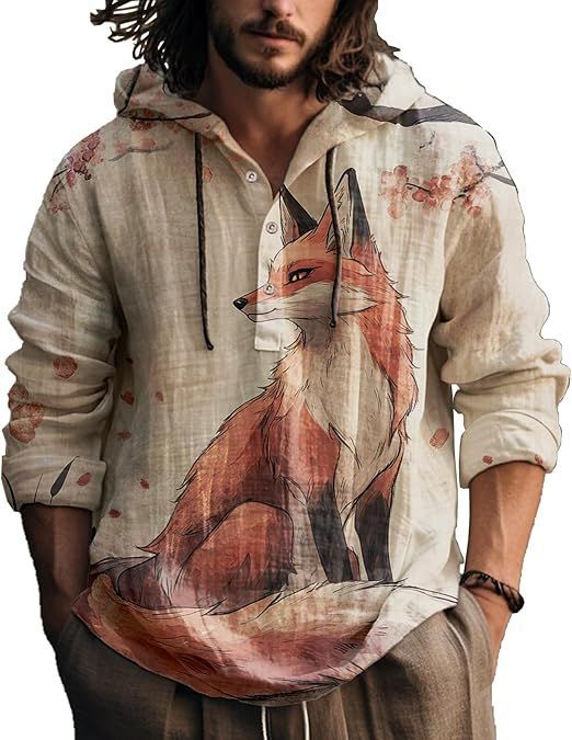 Mens 3D Printed Hooded Short Sleeve Shirt Casual Lapel Polyester Shirt