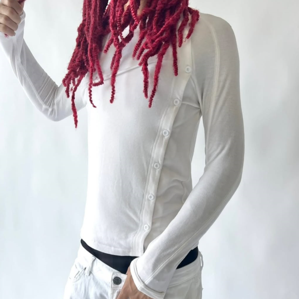 Long-Sleeve T-Shirt with Side Button Design, Unisex