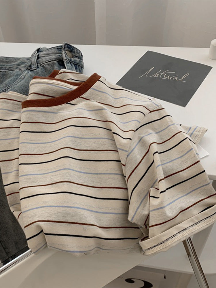 Retro Striped Cotton Tshirt