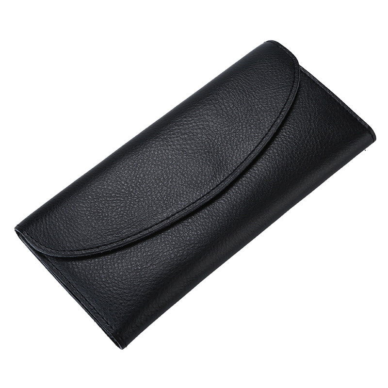 Genuine Cowhide Minimalist Womens Wallet Functional Long Clutch