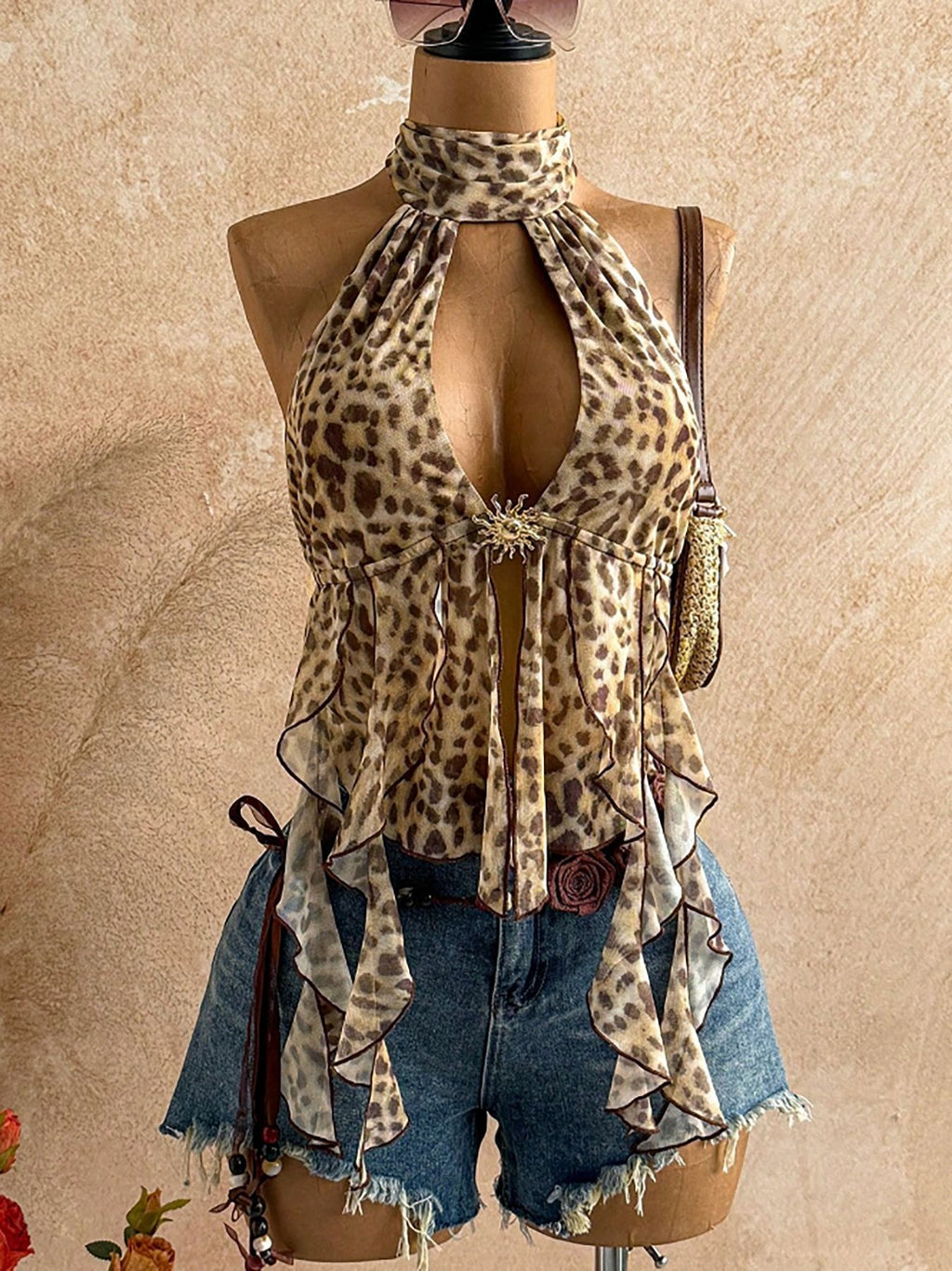 Halter Neck Leopard Print Camisole