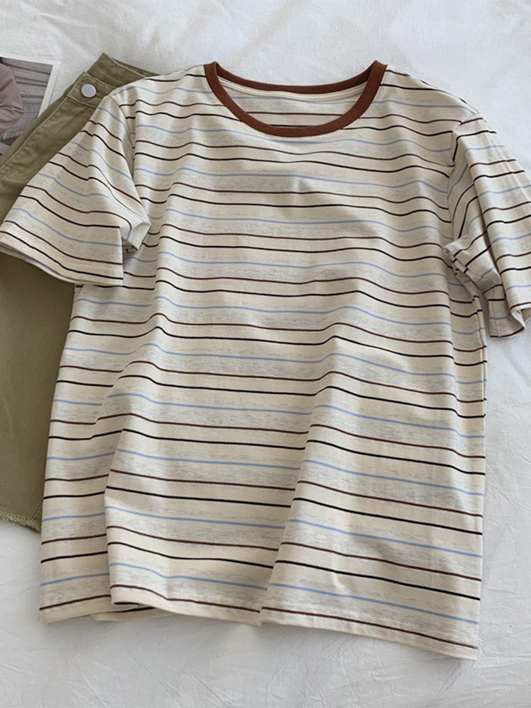 Retro Striped Cotton Tshirt