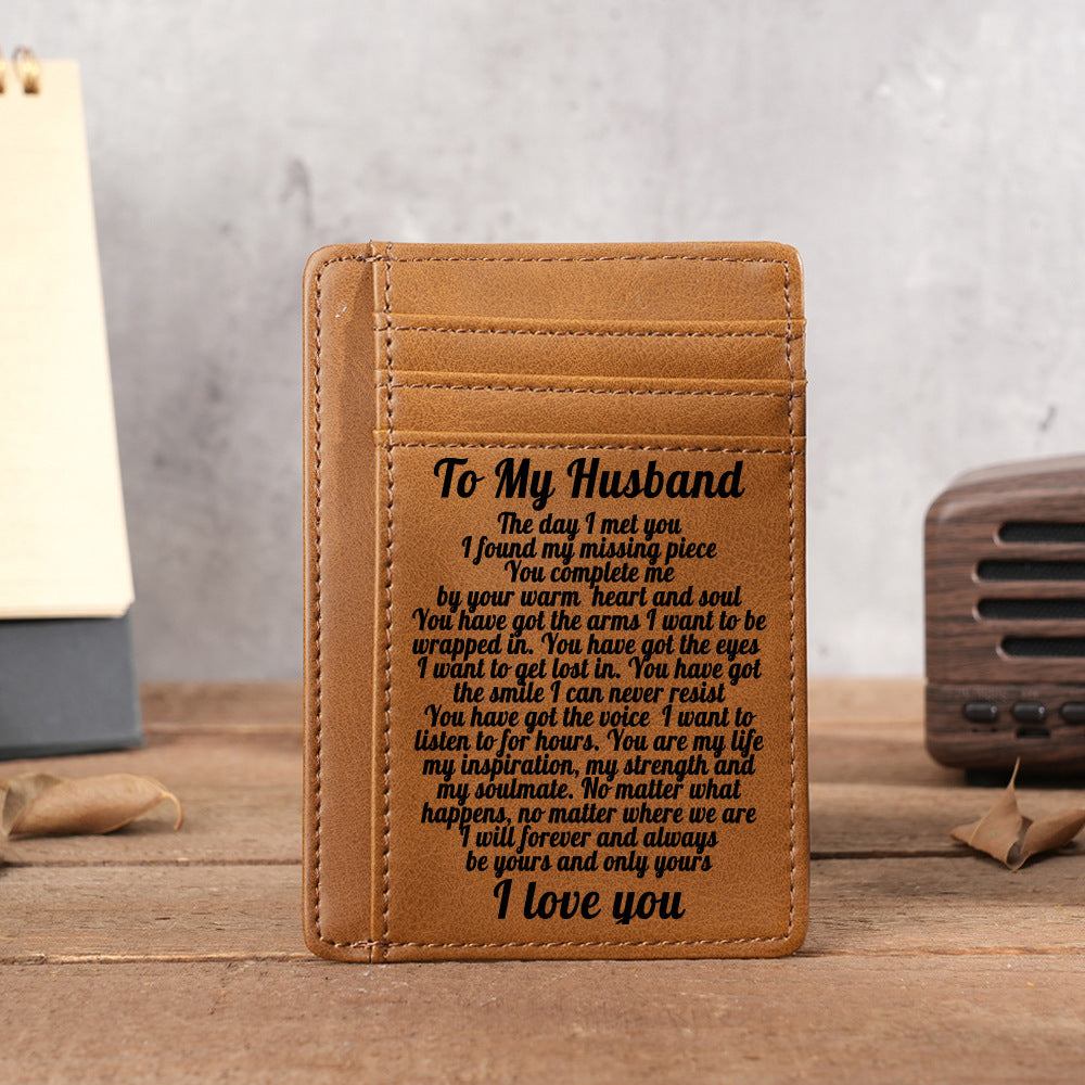 Ultra Thin Laser Engraved PU Leather Card Holder Wallet