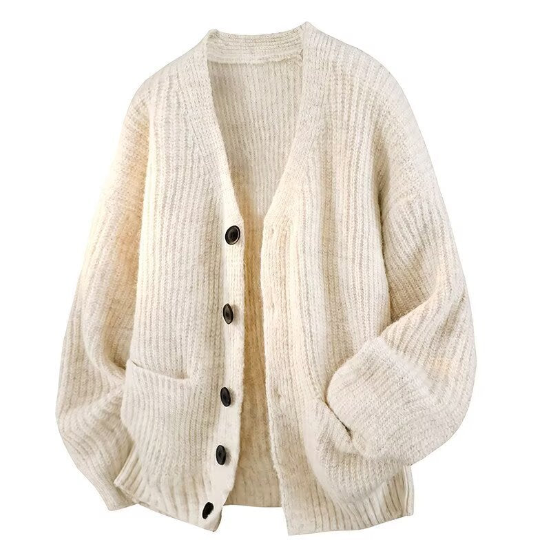 Men's V-neck knitted cardigan sweater