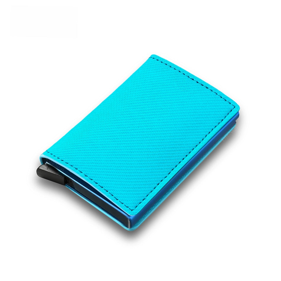 RFID Anti-Theft Automatic Pop-Up Card Holder Carbon Fiber Wallet