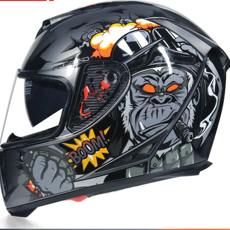 Full Face Motorcycle Helmet with Dual Lens and Anti-Fog