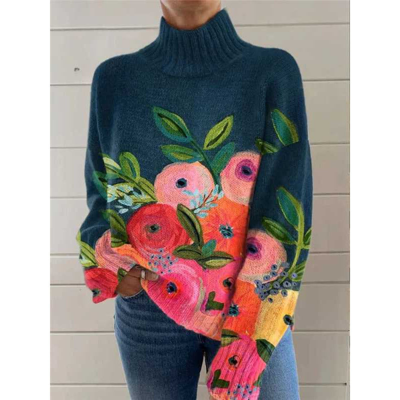 Print Women's High-Neck Faux Sweater