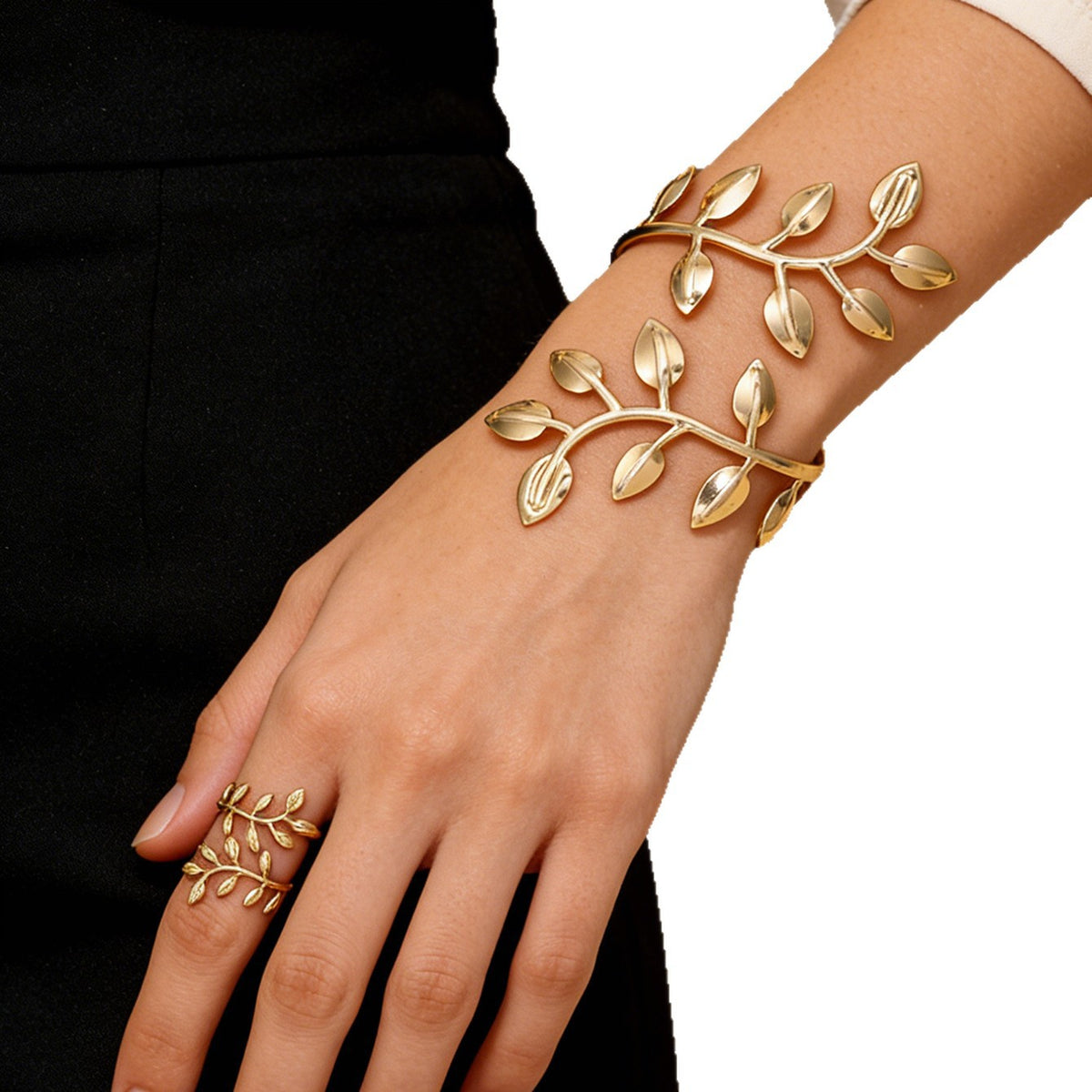Geometric Open Bracelet and Ring Set