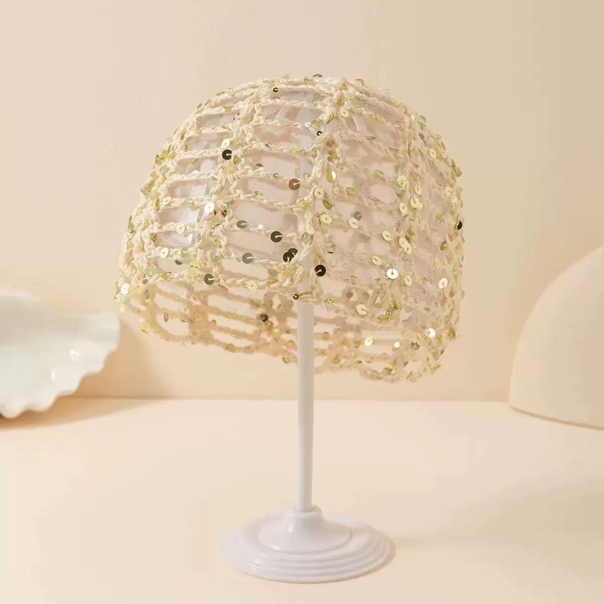Handmade Knitted Mesh Sequin Headscarf Cap