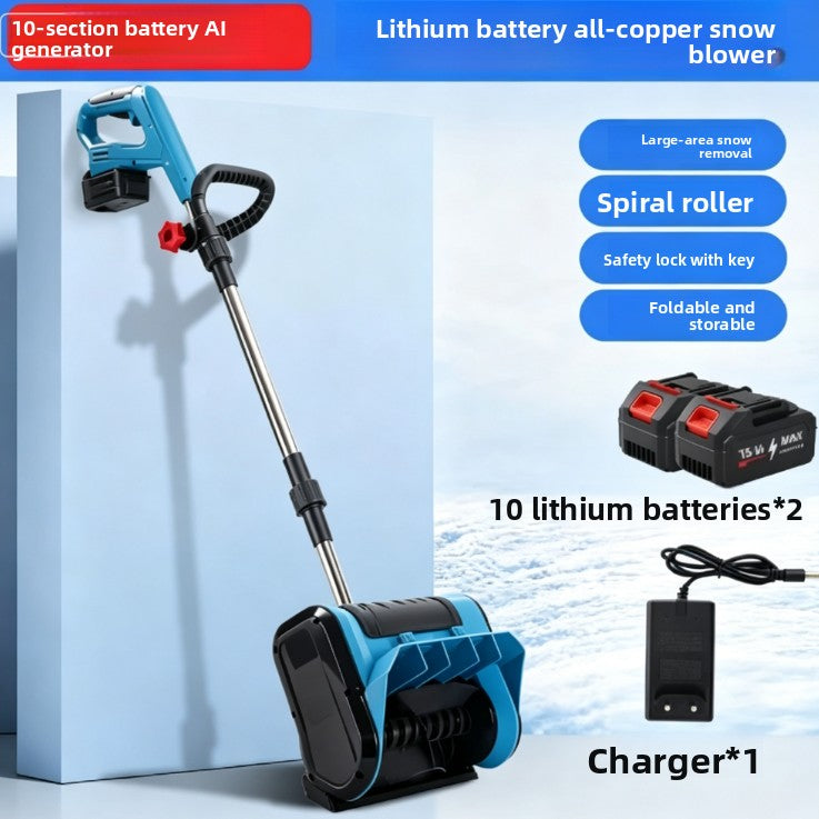 Household portable road-clearing push-type snow blower