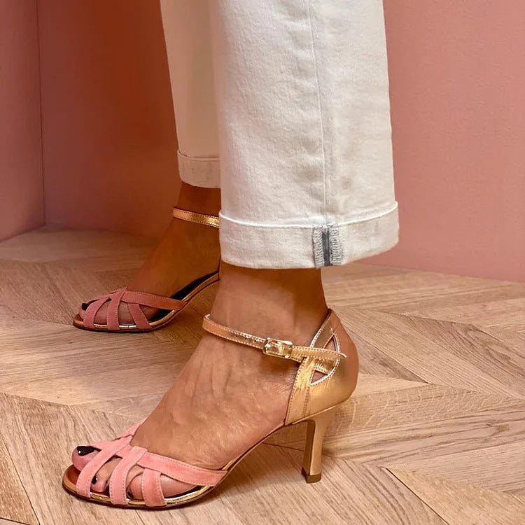 Summer high-heeled fashionable fish-mouth multi-color bag and sandals