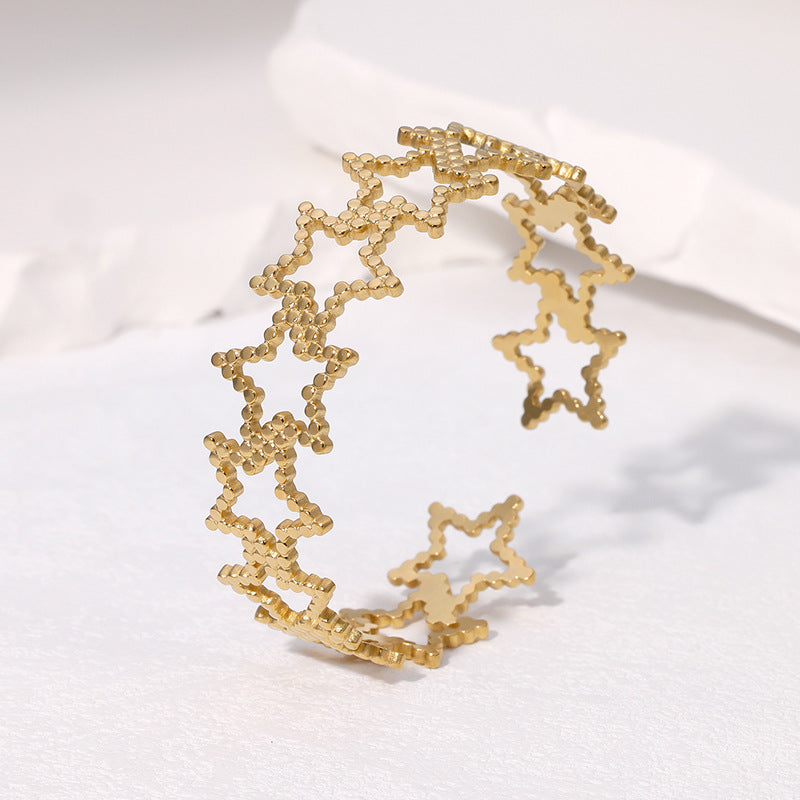 Hollow Five-Pointed Star Opening Bracelet