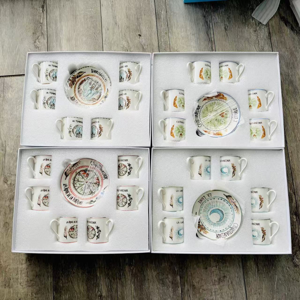 European Retro Ceramic Coffee Cup and Saucer Set