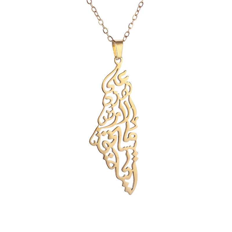Geometric Map Pendant Necklace Unisex Jewelry