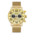 Three-Eye Chronograph Watch with Stainless Steel Mesh Strap
