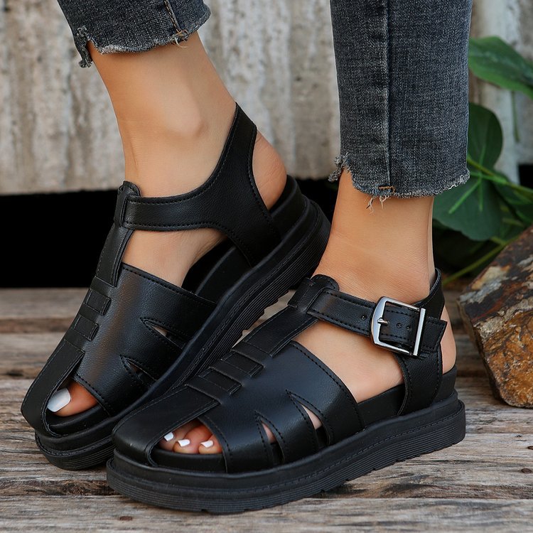 New Design: Women's Flat Roman Sandals Thick Hollow Out Sandals