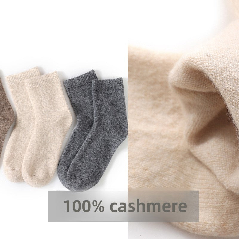 Cashmere Women's Mid-Length Thin Socks for Warmth and Comfort