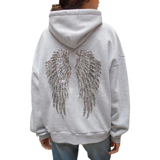 Women's long-sleeved printed hooded sweatshirt