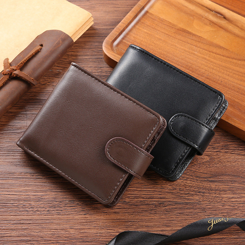 Mens Vintage PU Leather Horizontal Wallet with Zippered Coin Pocket