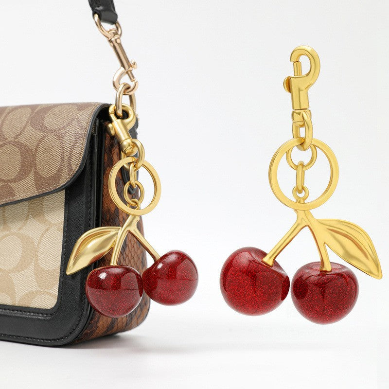 Cherry Keychain Bag Charm Metal Pendant