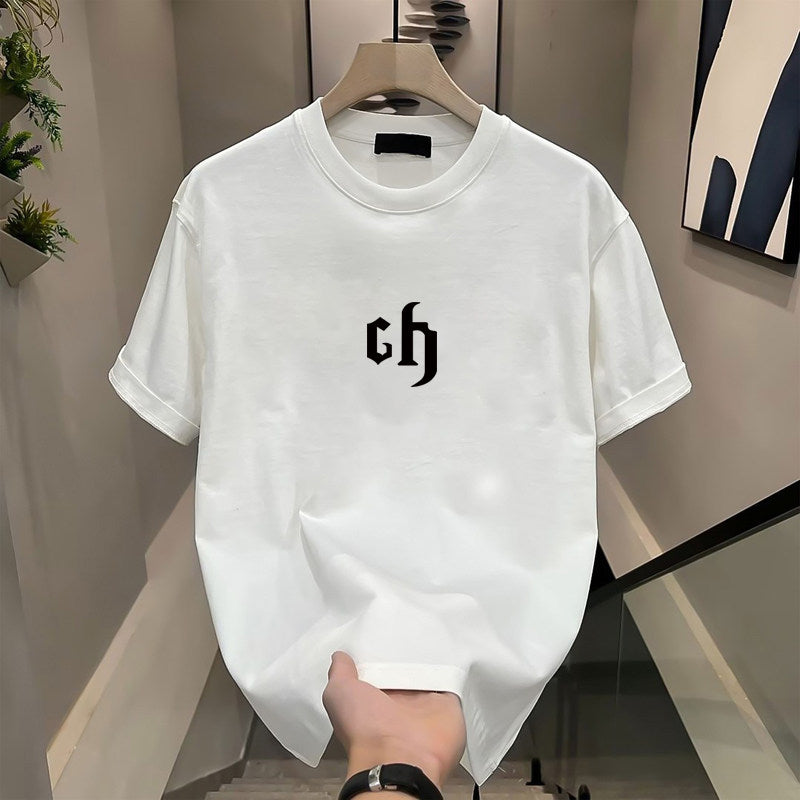Mens Cotton Short Sleeve Tshirt Loose Fit Printed Tops