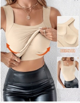 Womens Solid U-Neck Sleeveless Tank Top