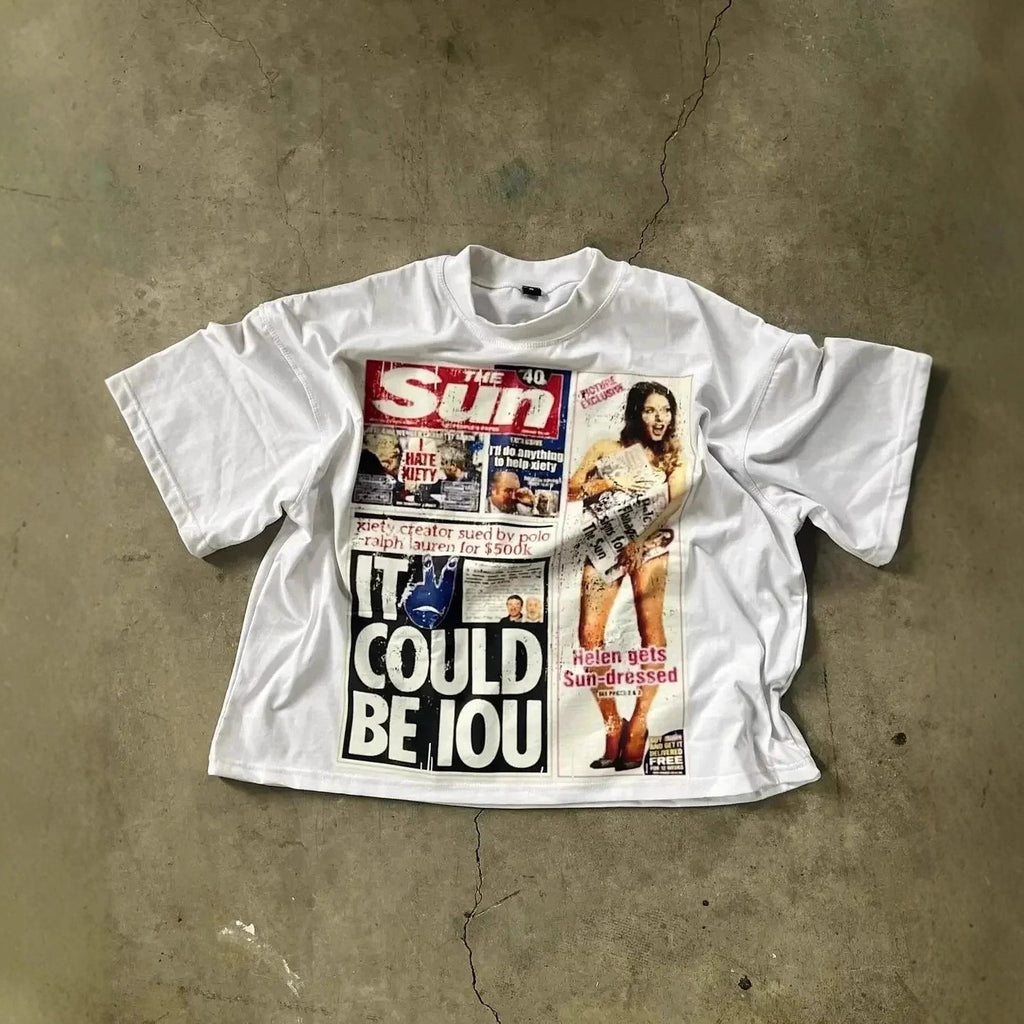 Graphic Print Cotton T-Shirt Oversized Casual Top