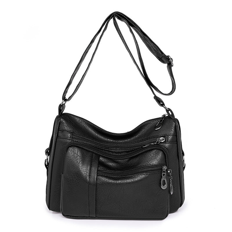 Women's Large Capacity Soft Leather Shoulder Crossbody Bag for Daily Use