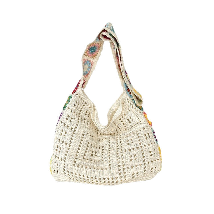 Hollow-Out Floral Knitted Bag