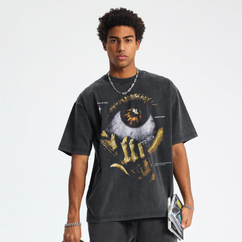 Vintage Washed Cotton Graphic T-Shirt