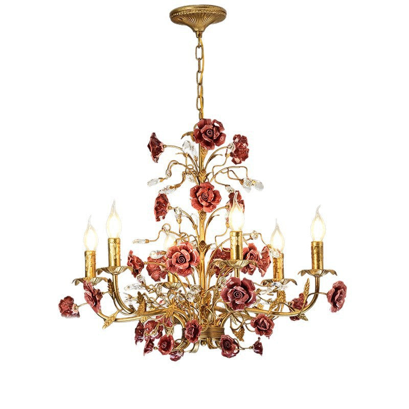Vintage Floral Ceramic Chandelier