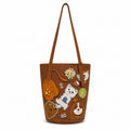 Printed Canvas Crossbody Bucket Bag