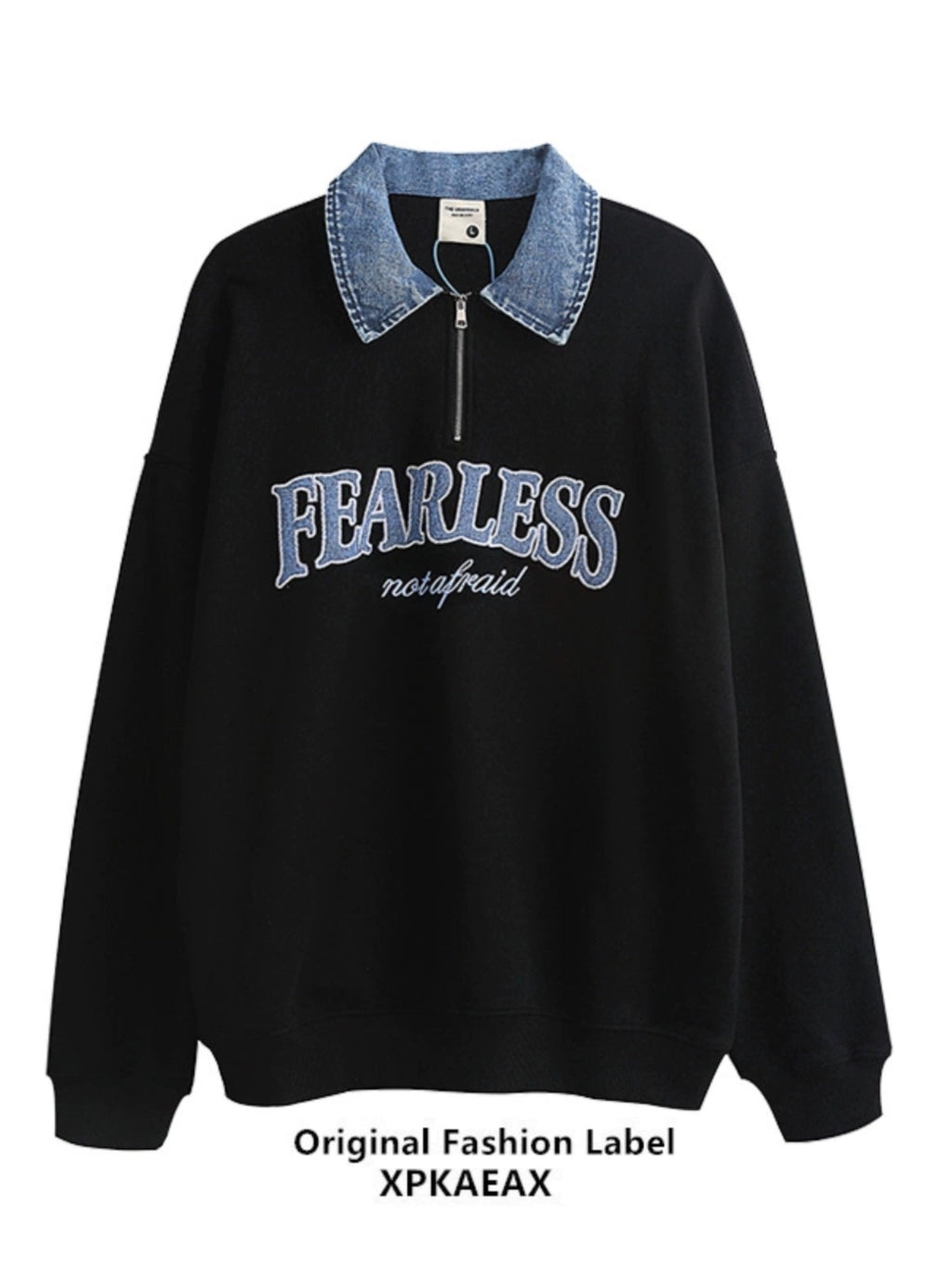 Denim Lapel Polo Shirt Oversize Unisex