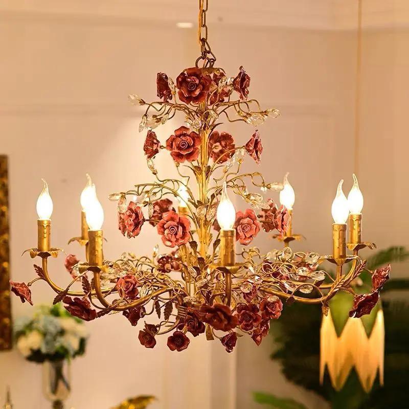 Vintage Floral Ceramic Chandelier